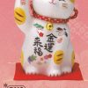 彩絵金運来福招き猫（鈴付・大）（貯金箱）