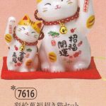 彩絵萬福招き猫セット（鈴付・招福親子）