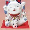 染錦福づくし猫（6.5号）（貯金箱）